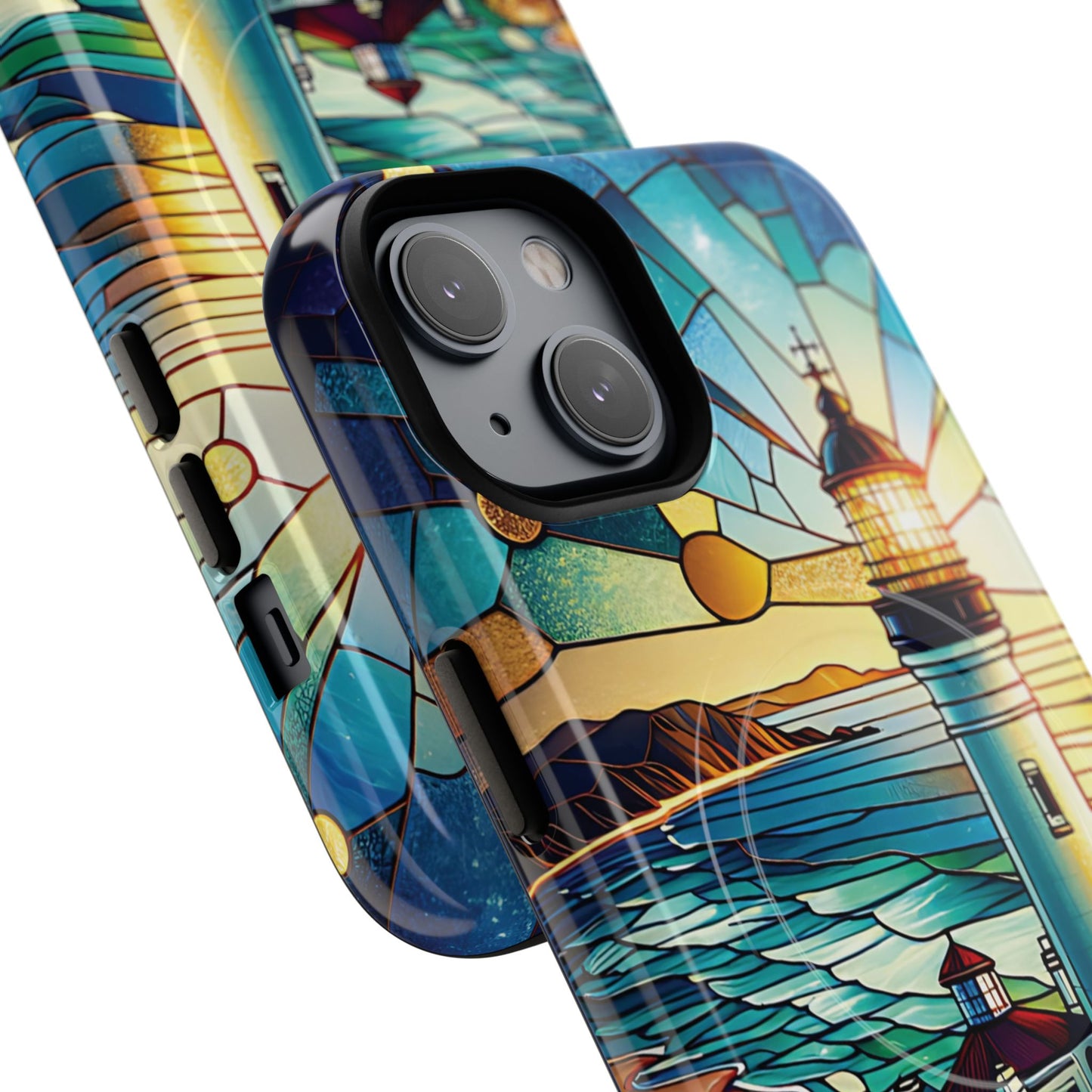 Stained Glass Lighthouse Phone Case - Tough Magnetic Cases, Unique Gifts for Nature Lovers, Beach Vibes, Travel Accessories, Coastal Decor