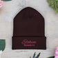 Pink Embroidered 'ELOHIM, GENESIS 1:1' Classic Cuffed Beanie - Cozy Winter Hat, Streetwear Accessory, Personalized Gifts, Religious Apparel, Unisex Beanie