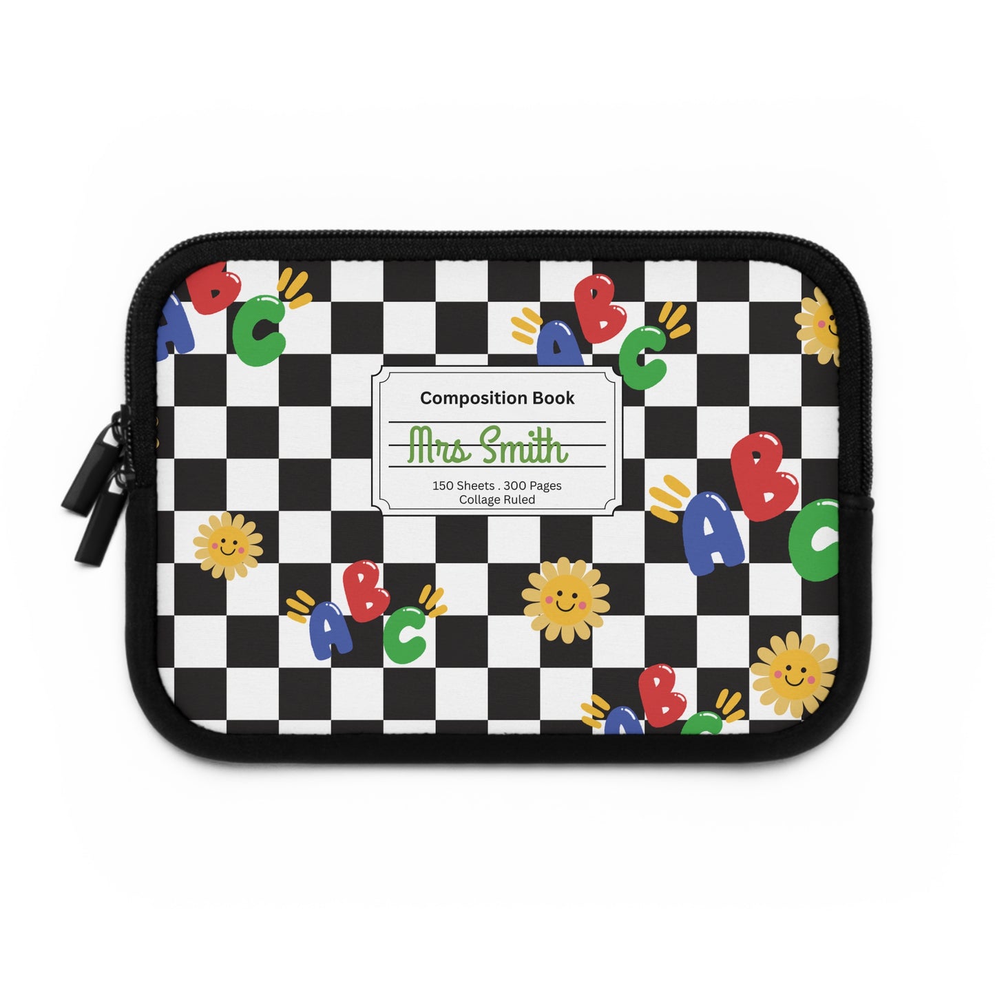 Personalized Schoolyard Chic Laptop Sleeve with Composition Book Inspired Design, Customizable Tech Case, School Supplies, Gift for Students, College Essentials, Back to School