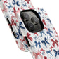 Patriotic Coquette Tough iPhone Magnetic Case, Stylish Gift for Her, Summer Celebrations, Cute Bow Design