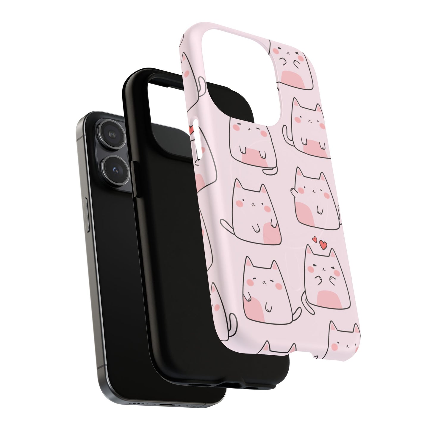 Cute Cat Magnetic iPhone Case, Tough iPhone Cover, Cat Lover Gift, Kawaii Style Case, Pet-Themed Gift
