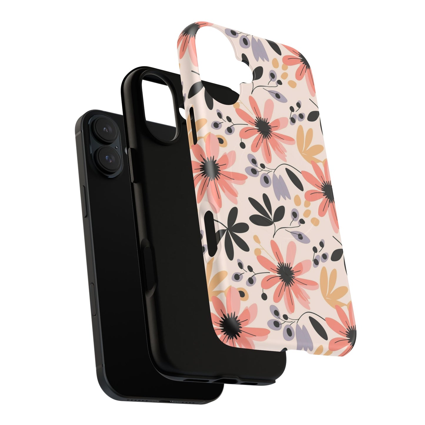 Stylish Soft Petal Noir iPhone Case, Floral iPhone Accessory for Her, Tough iPhone Magnetic Cases, Trendy iPhone Cover, Gift for Friends, Summer Vibes
