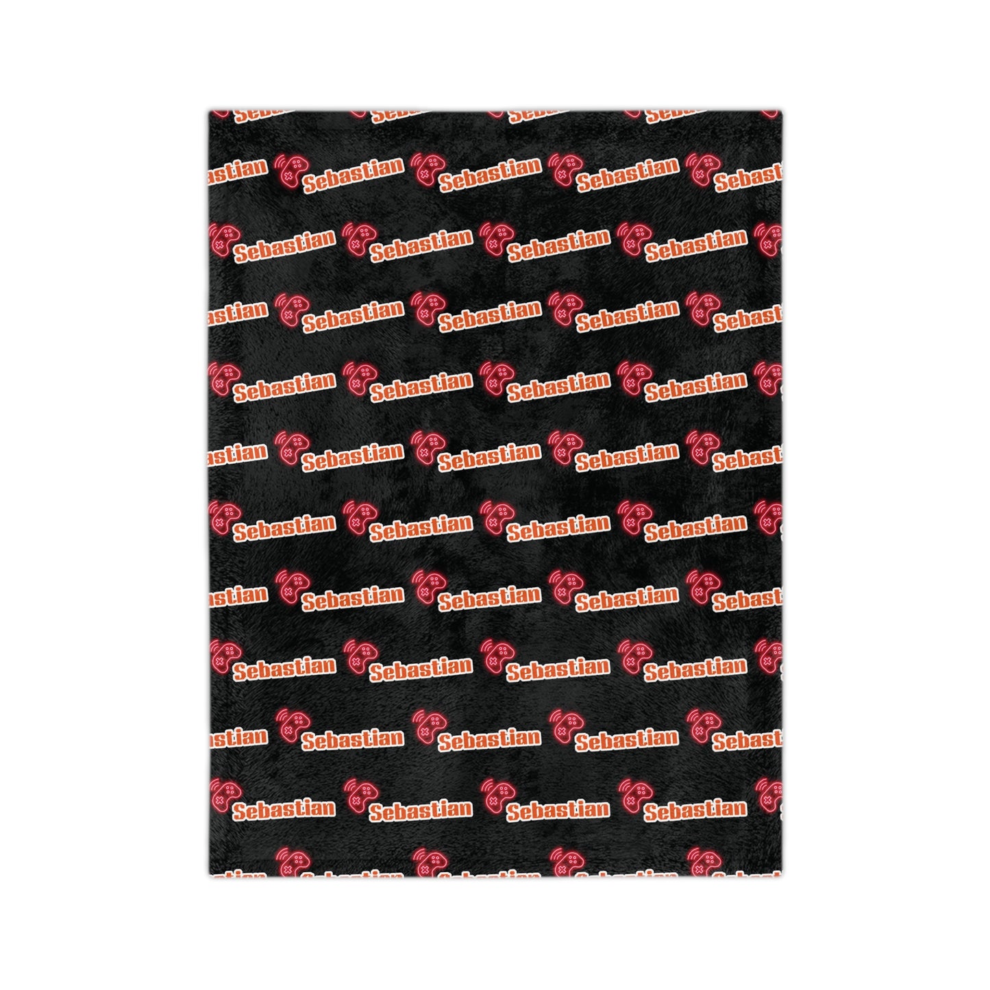 Personalized Name Velveteen Microfiber Blanket — Black Patterned ‘Smile’ Script Cozy Throw