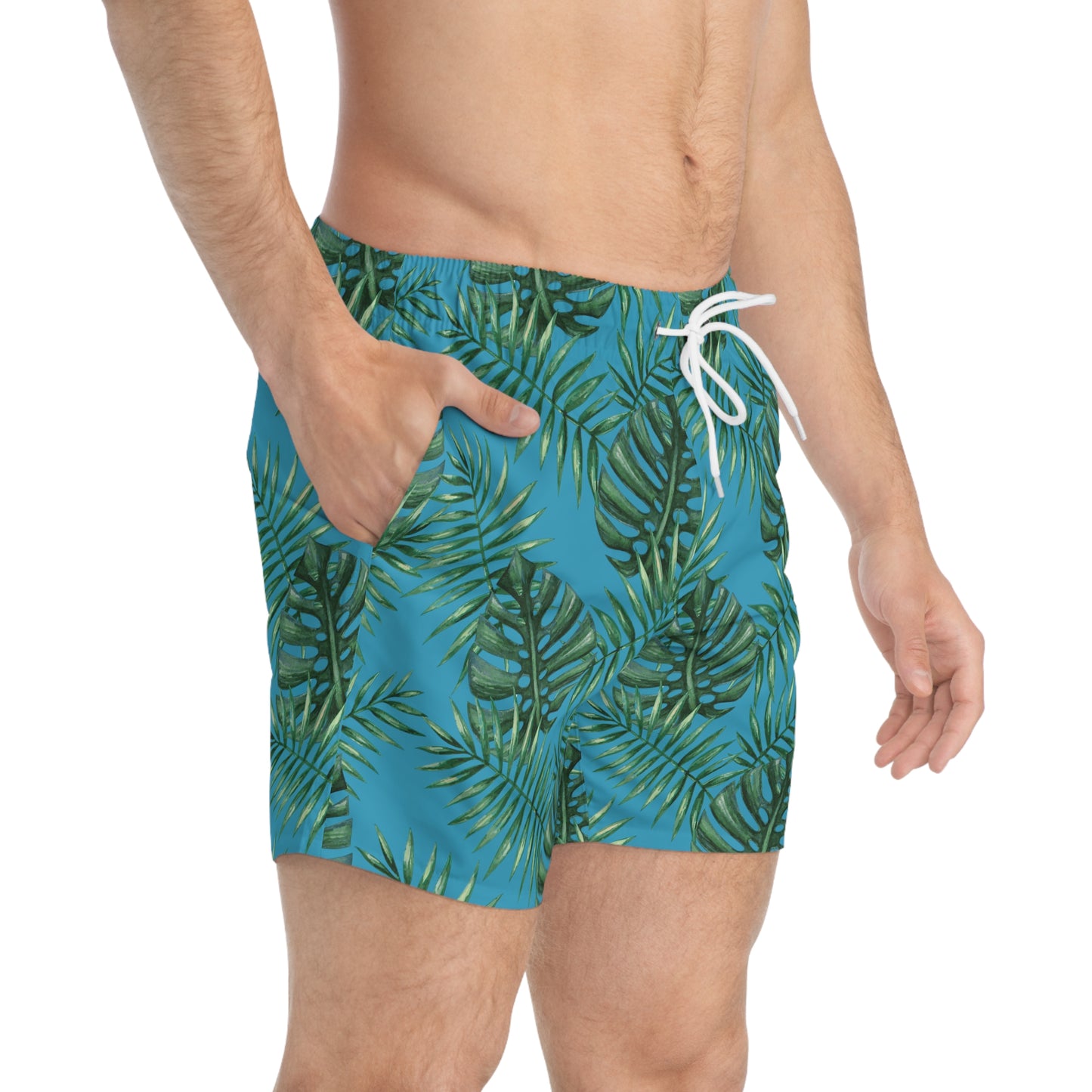 Turquoise Tropical Bliss Swim Trunks (AOP)