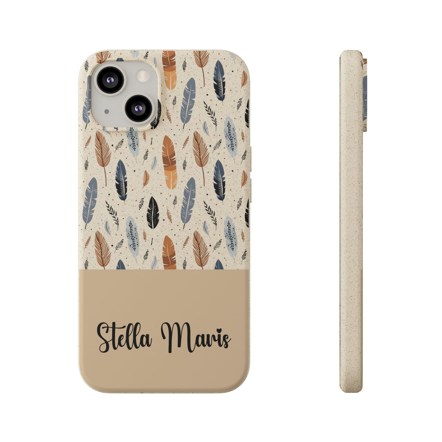 Personalized Whispering Feathers Samsung Biodegradable Case, Custom Name Case.