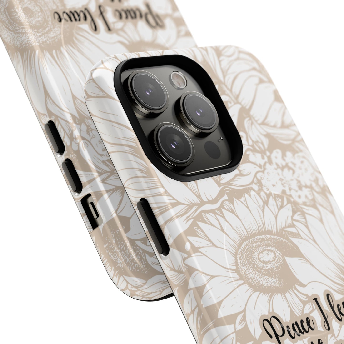 Peace I Leave with You John 14:27,Tough iPhone Magnetic MagSafe® Case Scripture, Sunflower Bible Verse,  iPhone® 13,  14, iPhone 15, iPhone 16, 17, Pro, Pro Max, Plus Cases.