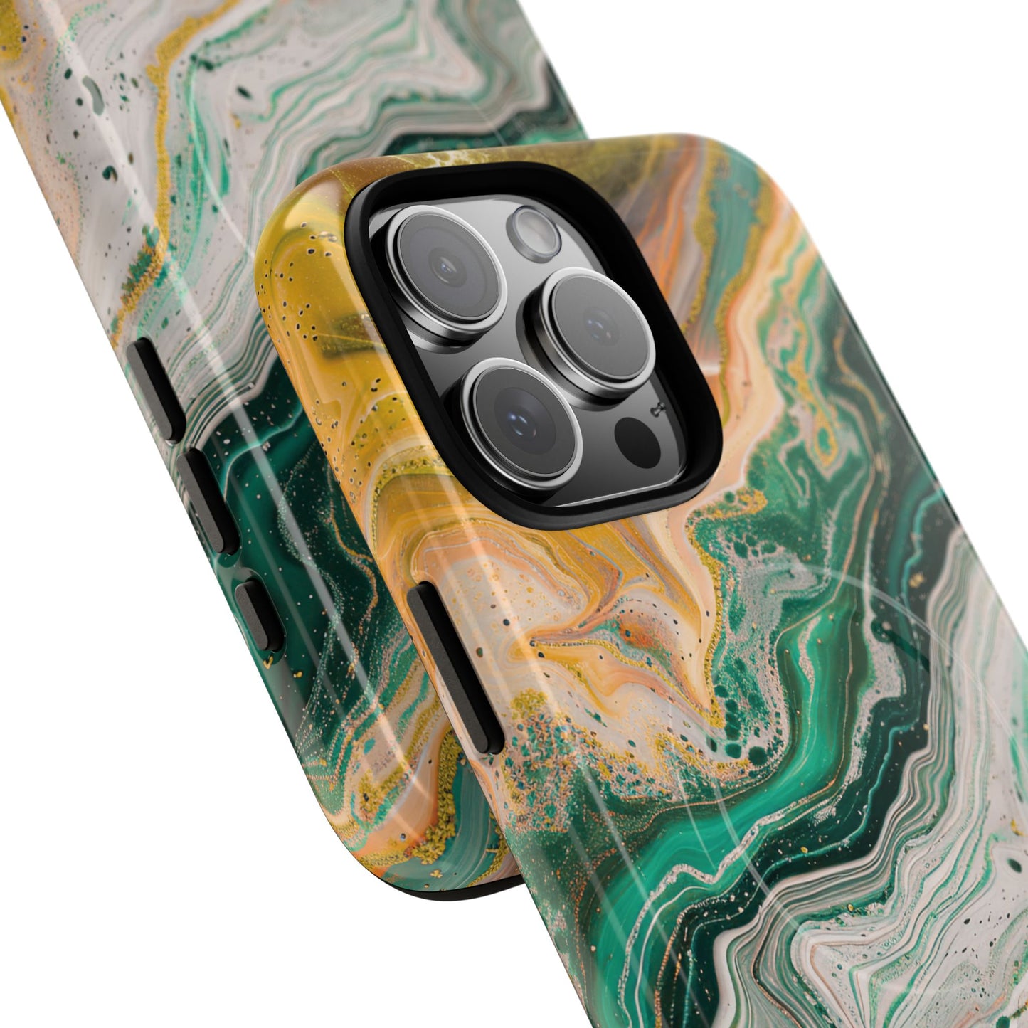 Magnetic iPhone Cases with Green Marble Design, Tough Magnetic Cases, iPhone Accessories, Gift for Her, Trendy iPhone Cover