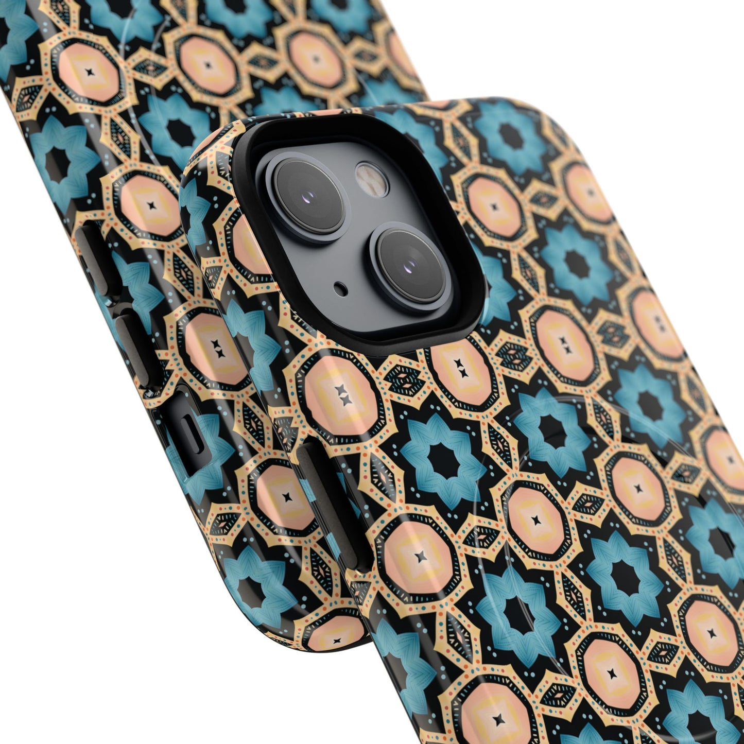 Sahara Star Mosaic Colorful Geometric iPhone Cases, Tough Magnetic iPhone Cases, Vibrant Design iPhone Cover, Durable iPhone Protection, Stylish Tech Accessories.