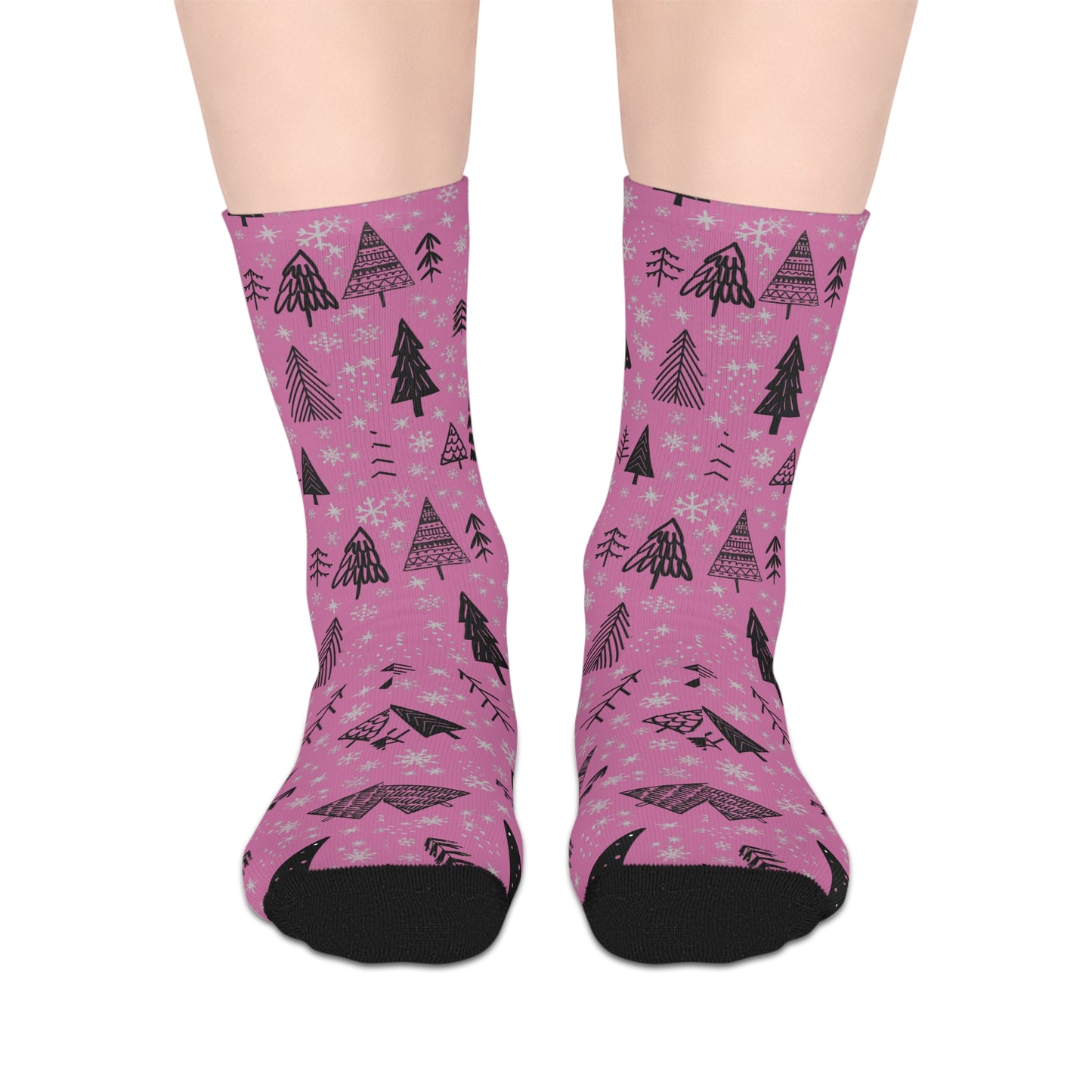 Winter Wonderland Pink  Mid-Length Socks