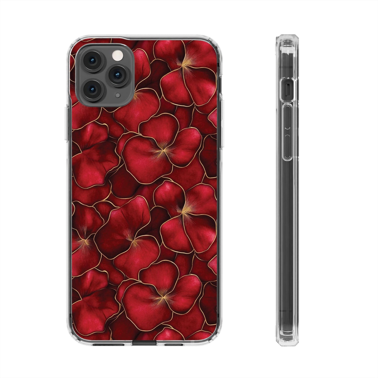 Velvet Petal Noir Floral Petal Clear Impact-Resistant iPhone and Samsung Case.