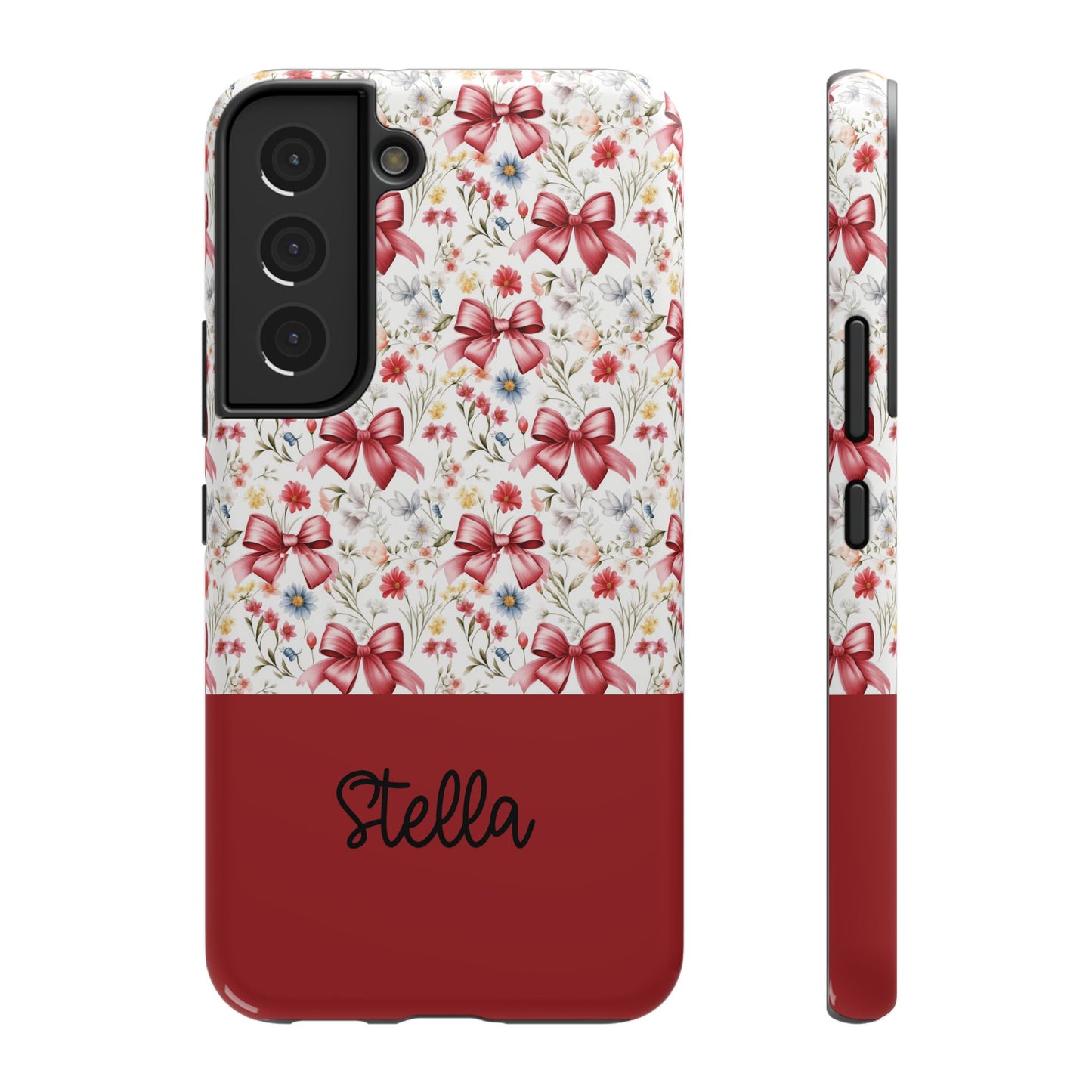 Personalized Rosette Coquette Floral Bow iPhone and Samsung Impact-Resistant Case — Custom Name Case