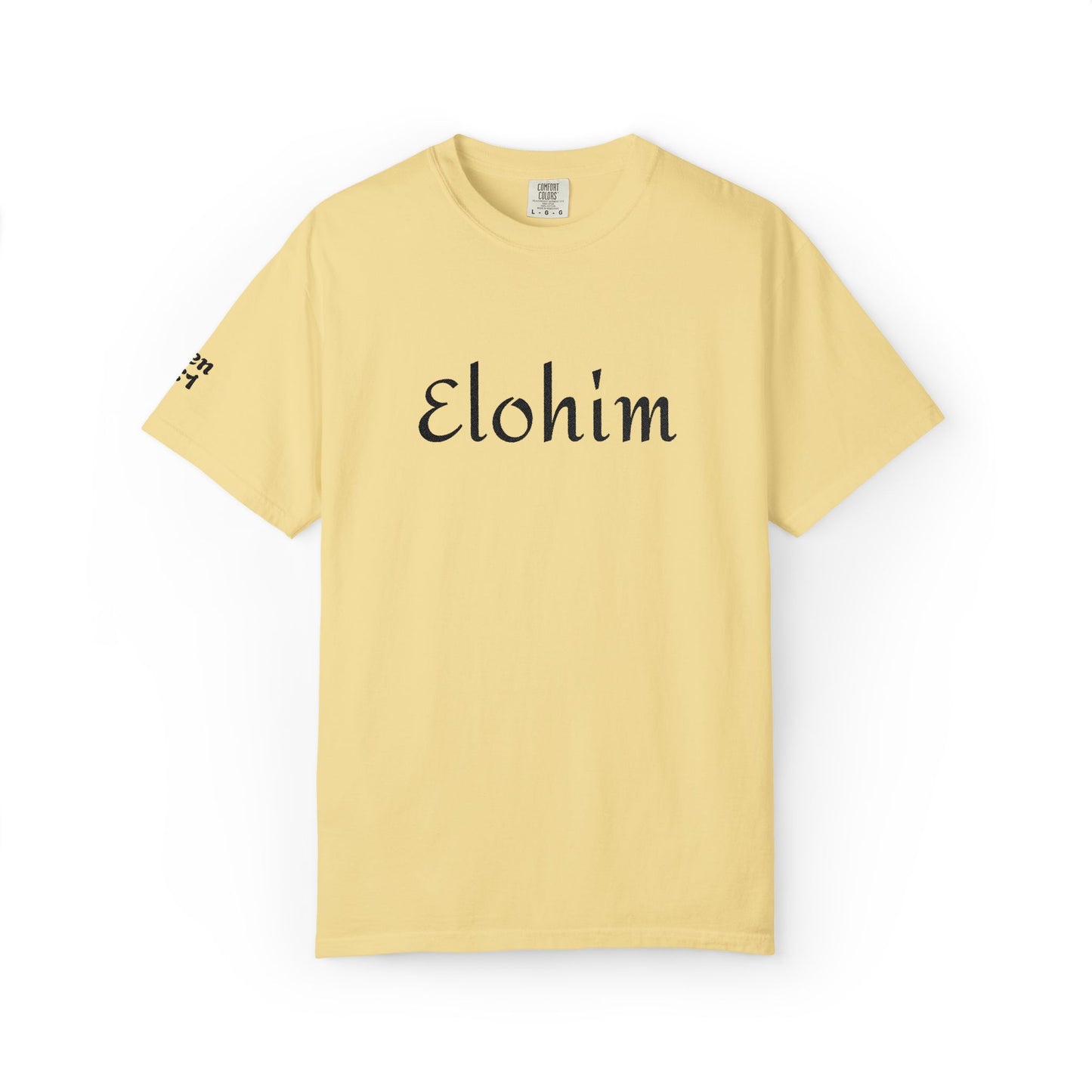 Embroidery 'ELOHIM, GENESIS 1:1' - Faith-Based Unisex Garment-Dyed Comfort Colors T-shirt, Faith Gift Tee, Religious Tee, Embroidery Tee.