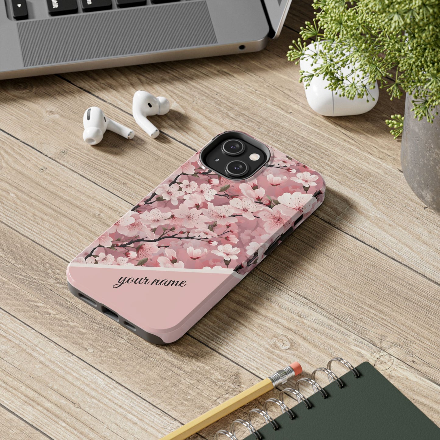 Personalized Cherry Blossom iPhone and Samsung Tough Phone Cases