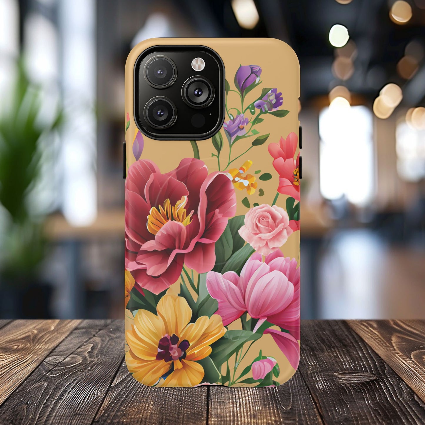 Sunset Botanica Tough iPhone Magnetic Case, Gifts for Her, MagSafe® iPhone® Tough Case, iPhone 13, 14, iPhone 15, iPhone 16, 17, Pro, Pro Max, Plus.