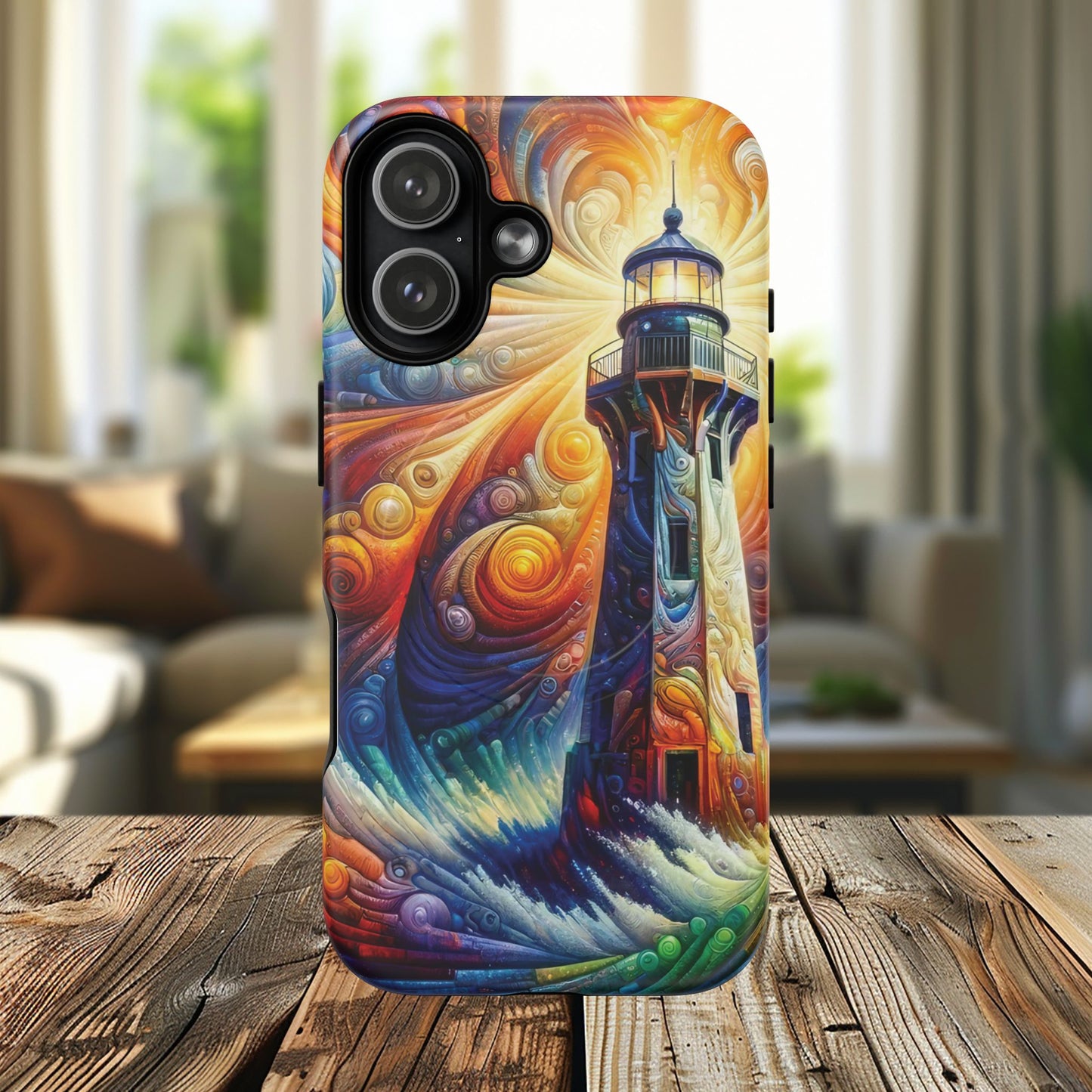 Vibrant Lighthouse Magnetic iPhone Case, Durable Protection for Everyday Adventure, Gift for Nature Lovers, Colorful iPhone Cover
