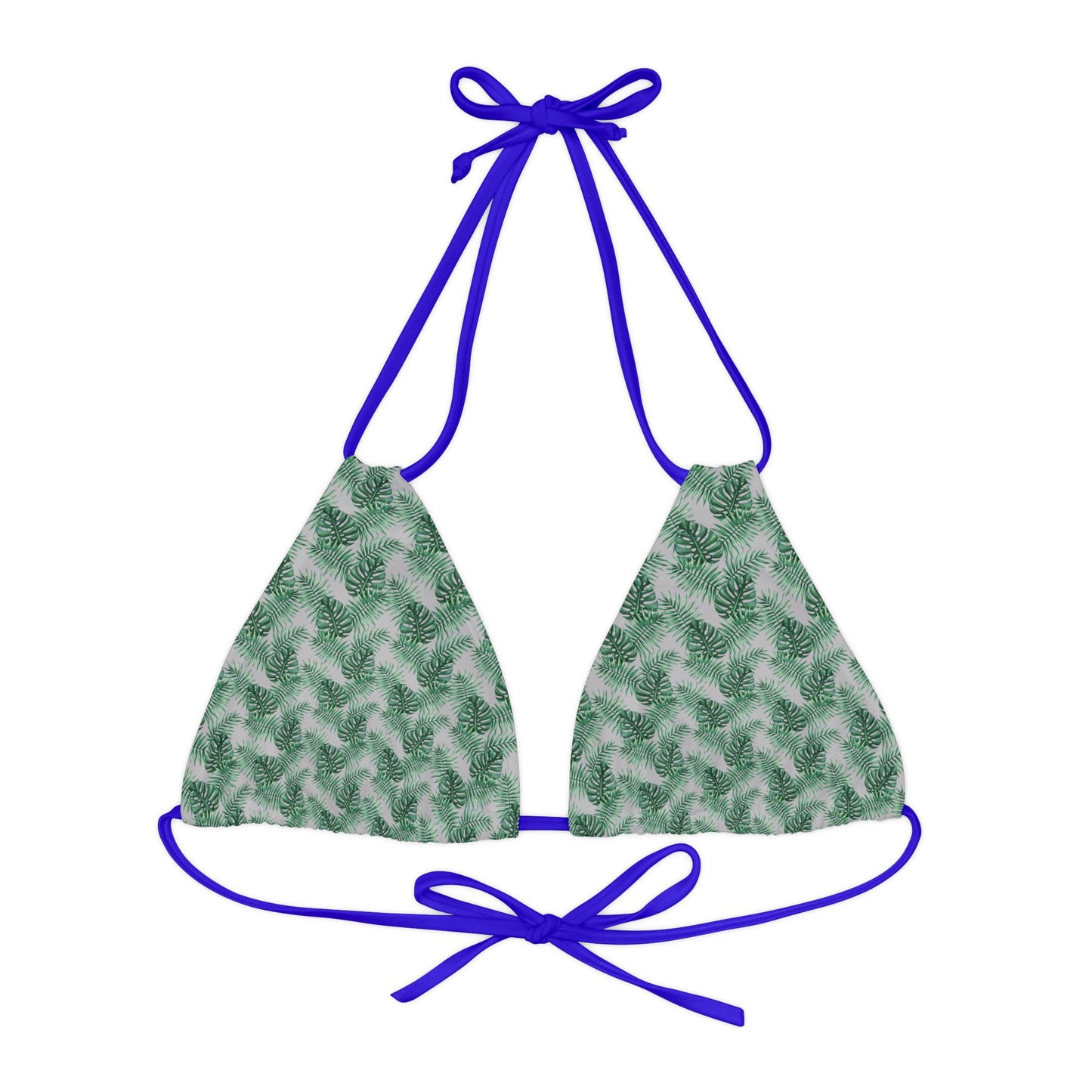 Grey Tropical Bliss Strappy Triangle Bikini Top (AOP)- (PY)