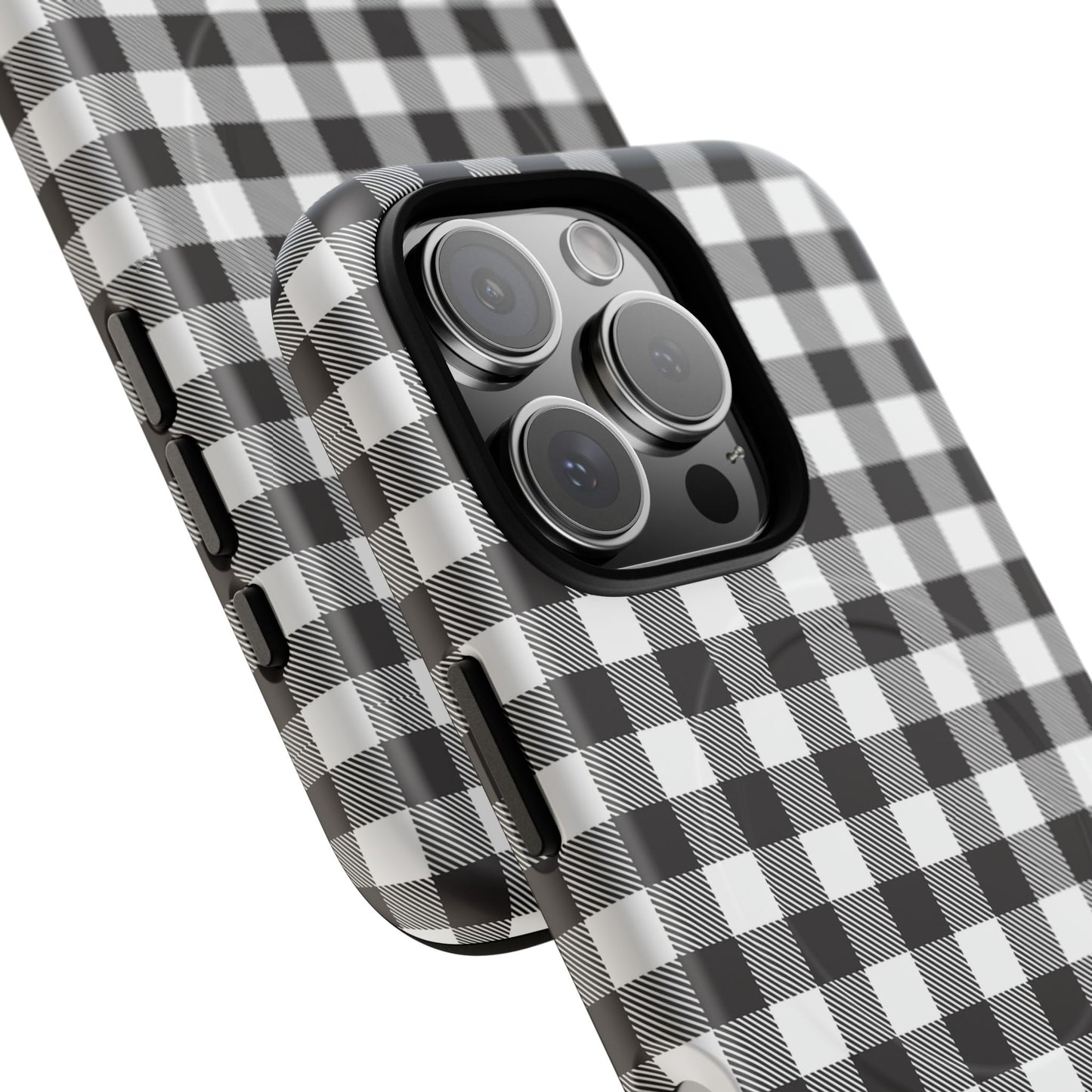 Black and White Gingham Phone Case, Tough Magnetic Cases, Stylish Phone Cover, Gift for Her, Trendy Phone Accessory, Checkered Print