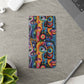 Psychedelic Visions Vibrant Art Flip iPhone and Samsung Phone Case - Colorful Faces Design for Phone Protection