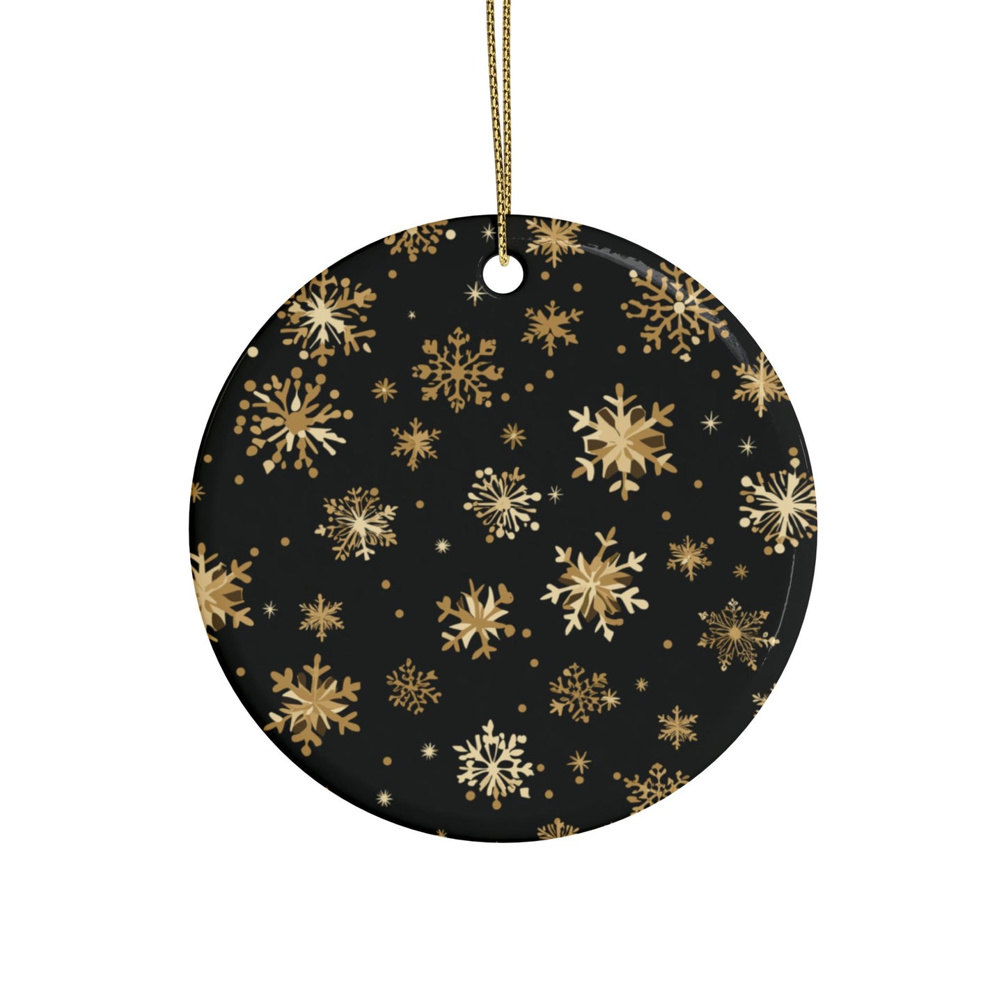 Black and Gold Snowflake Elegance Ceramic Ornaments (1pcs, 5pcs, 10pcs, 20pcs)