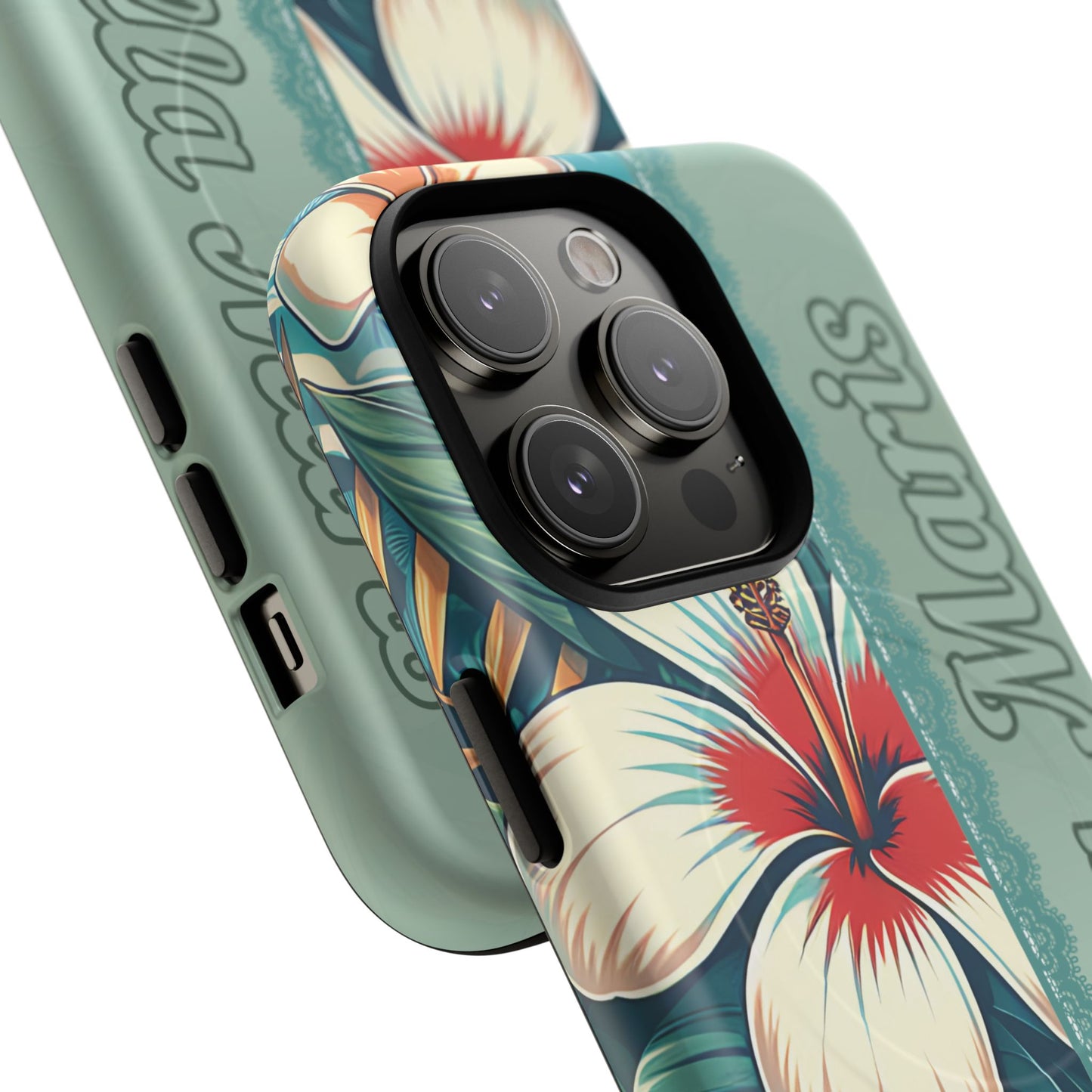 Personalized Tropical Floral Phone Case – Stylish Tough Magnetic Cases for iPhone, Customizable with Names, Perfect Gift for Nature Lovers