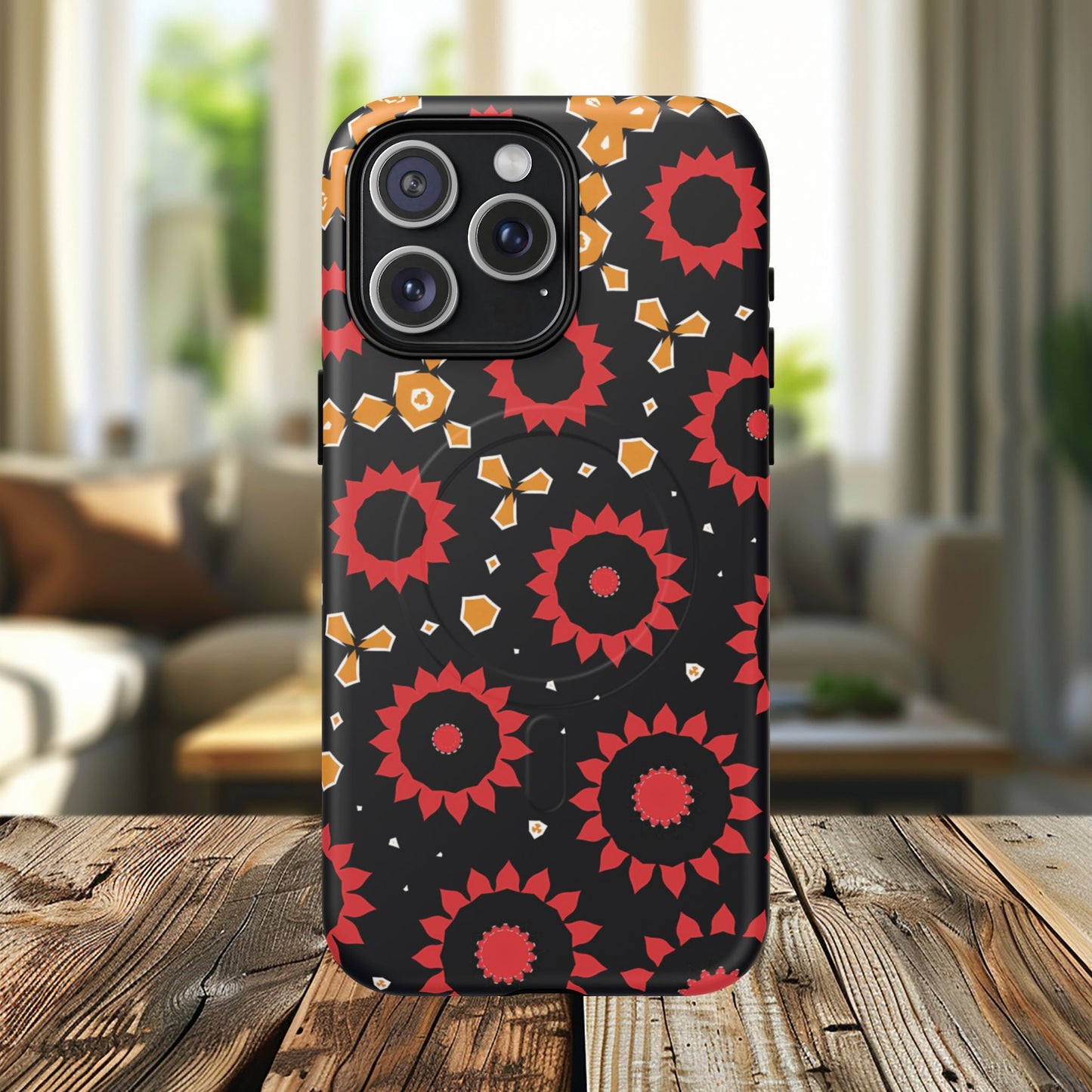 Midnight Ember Bloom Tough Magnetic iPhone Case, Bohemian Floral Design, Stylish iPhone Protection, Gift for Her, Trendy iPhone Accessories