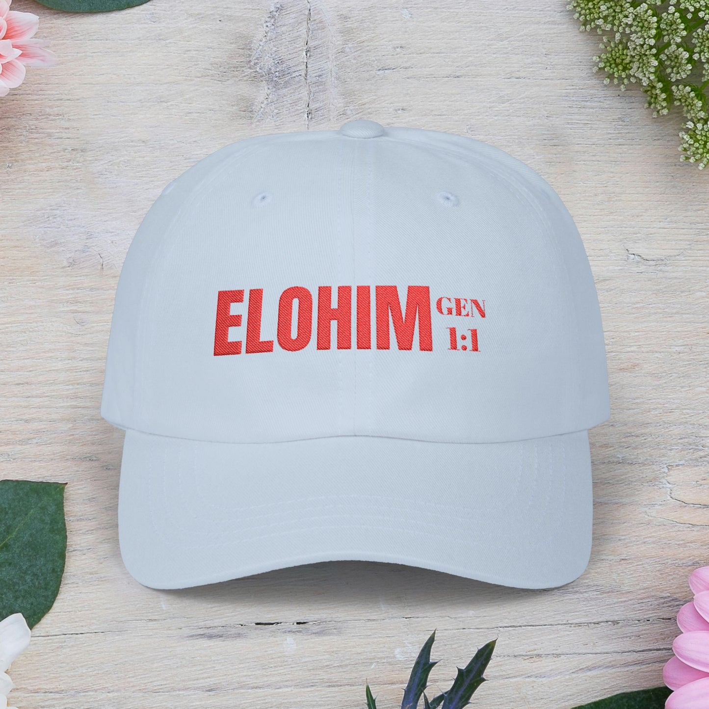 Classic Embroidery Dad Cap with 'ELOHIM, GENESIS 1:1' - Faith-Based Hat, Casual Wear, Gift for Dad, Christian Accessory, Summer Fashion