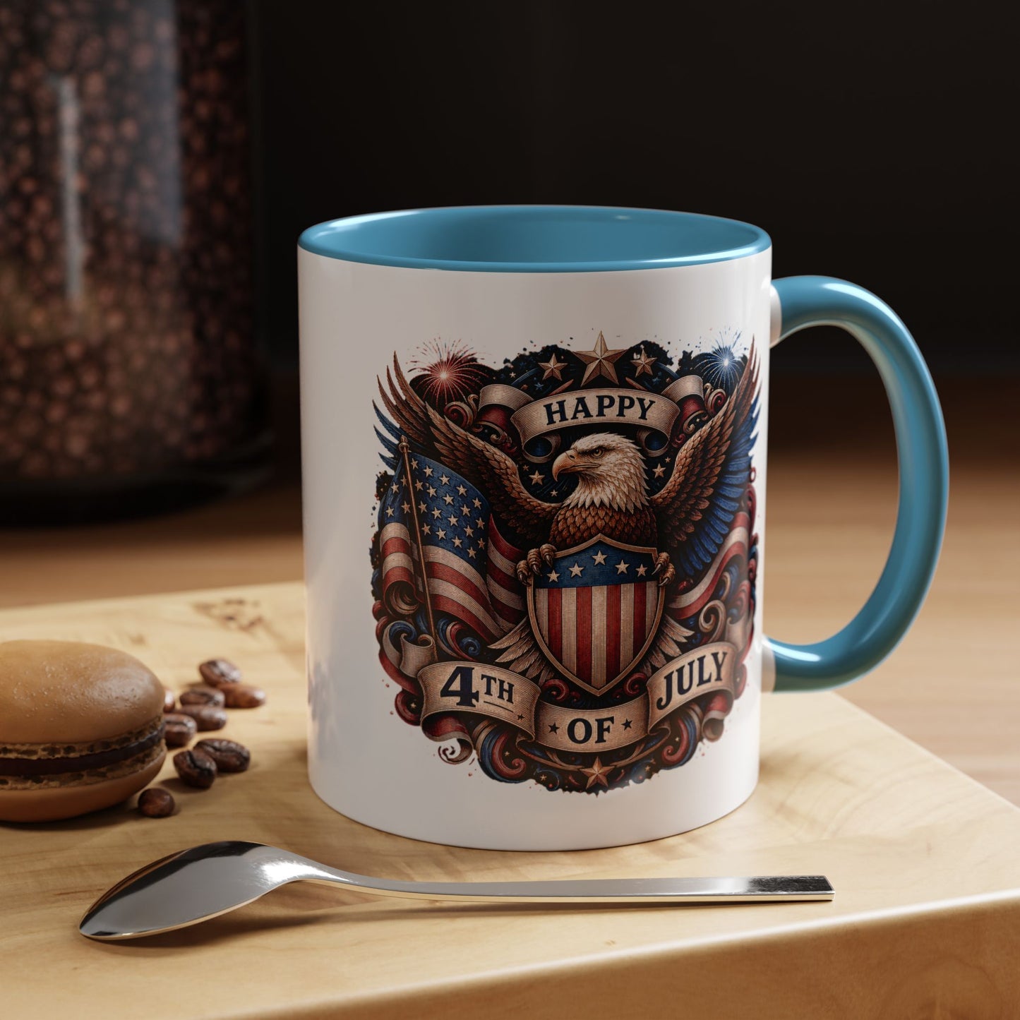 4th of July Eagle Coffee Mug — Patriotic American Flag Accent Mug (11/15oz)