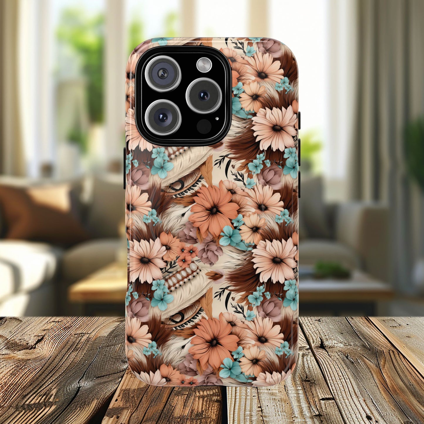 Spirit in Bloom Tough iPhone Magnetic Cases, Cute iPhone Accessories, Flower Design, Gifts for iPhone 14, 15, 16, 17, Pro Max, Boho Style, Western Style