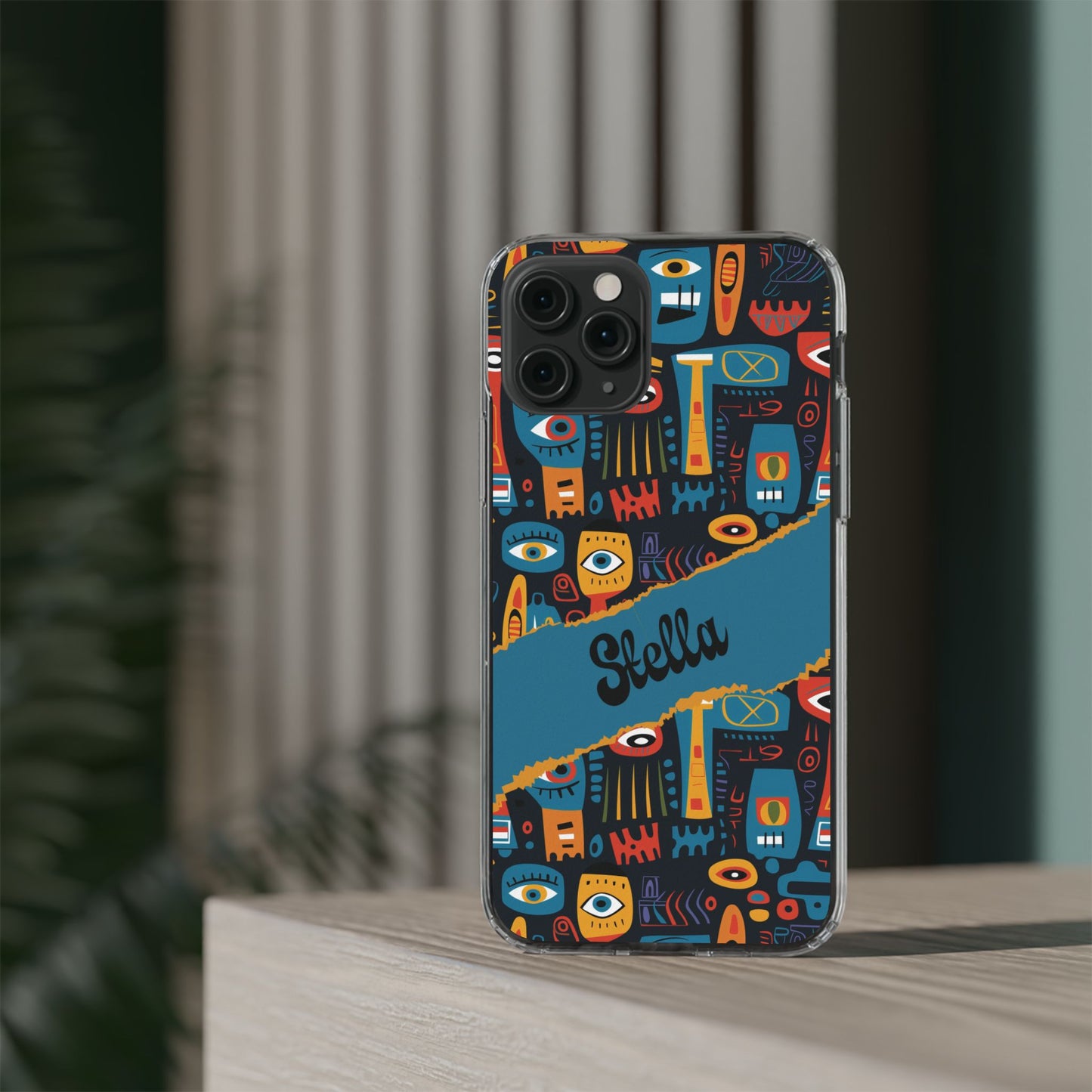 Phone Case — Colorful Abstract Faces Clear Impact-Resistant Case