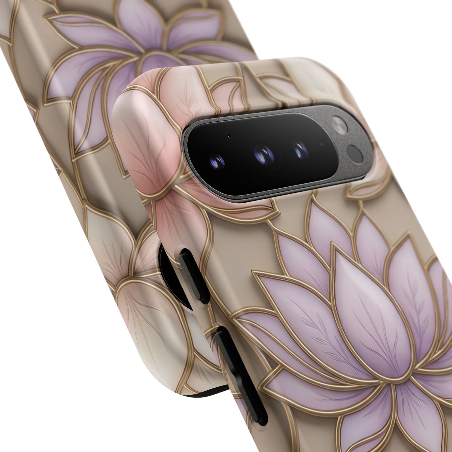 Personalized Lotus Floral Stained Glass Effect Tough Phone Case