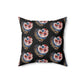 Black Floral Heart Spun Polyester Square Pillow