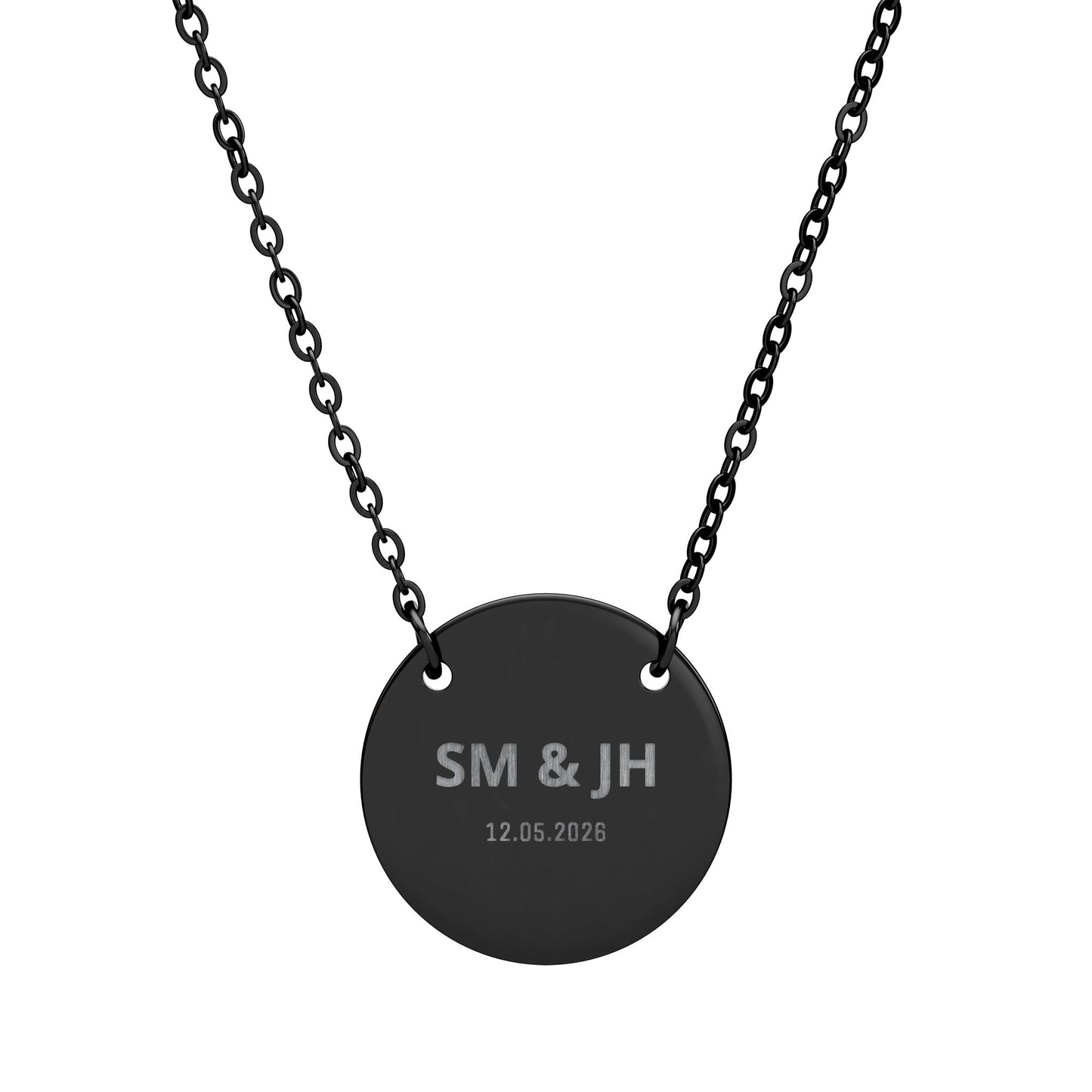 Engraved Circle Necklace — Personalized Initials Pendant
