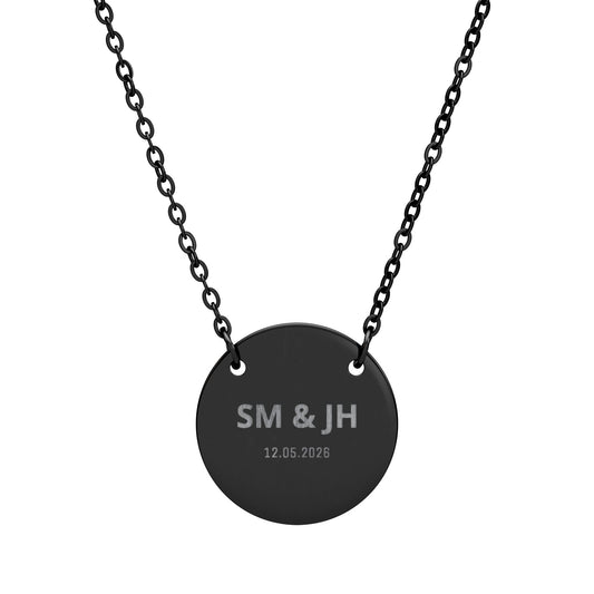Engraved Circle Necklace — Personalized Initials Pendant