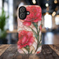 Stained Glass Effect Carnation Floral Tough Phone Case – Pink Vintage Botanical Protective Cover