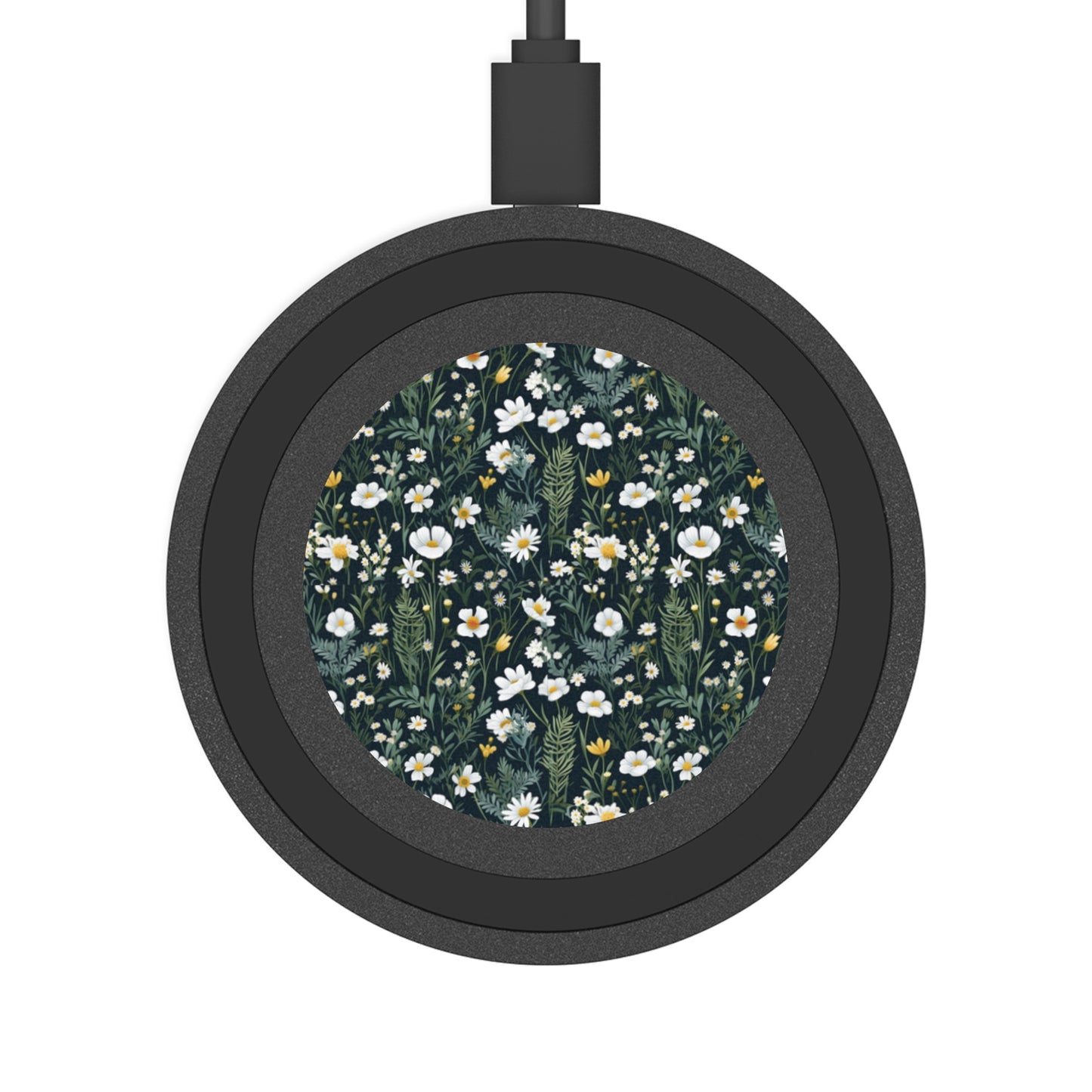 Daisy Delight Floral Design Wireless Charging Pad - Quake Pattern for Home & Office.