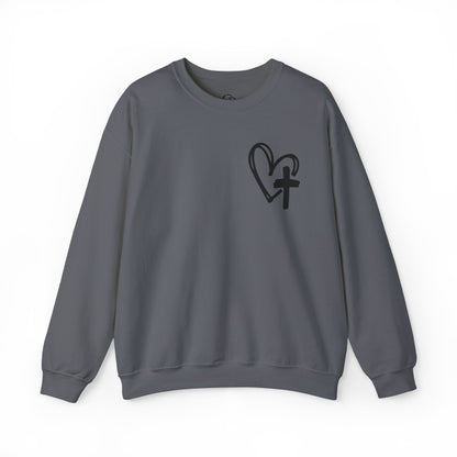 Faith and Floral Cross Unisex Heavy Gildan Blend™ Crewneck Sweatshirt.
