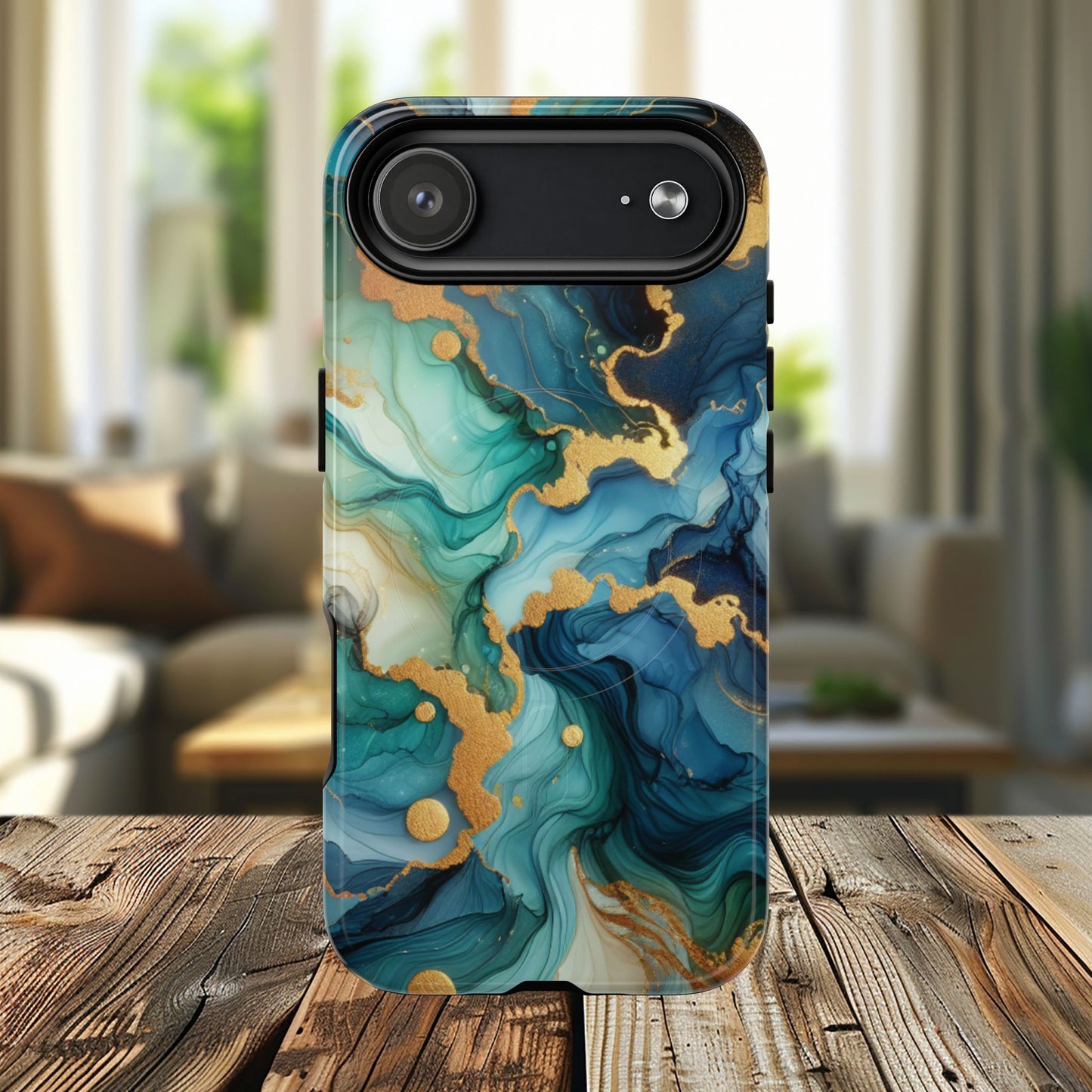 Ocean Quartz Luxe Marble Pattern Tough Magnetic iPhone Case, Phone Accessories, Luxury Gift, Durable iPhone Cover, Unique Design for iPhone Users.