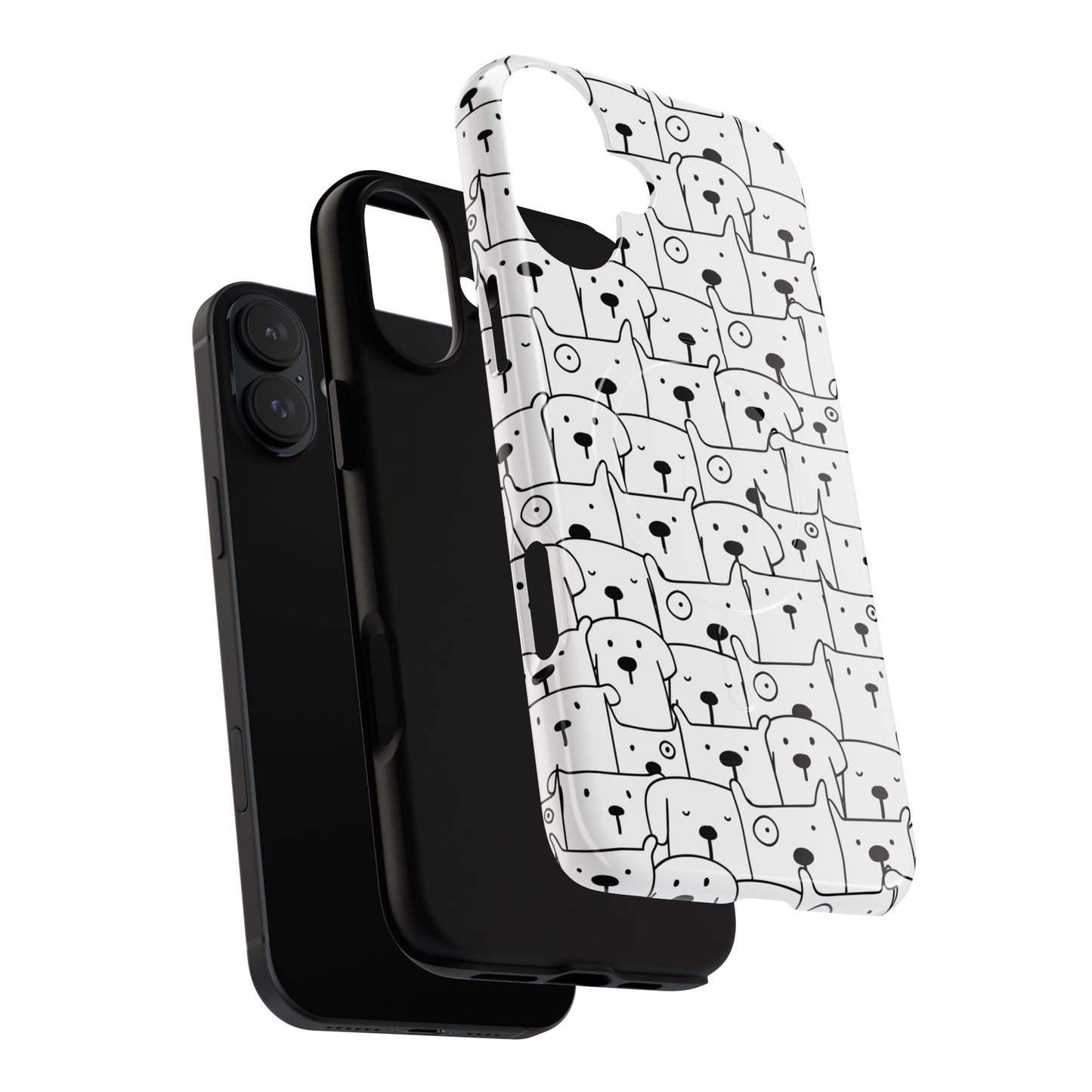 Cute Woof Line-Up iPhone Case, Tough Magnetic Case for Pet Lovers, Stylish Phone Accessory, Gift for Dog Owners, Protective Pet Case
