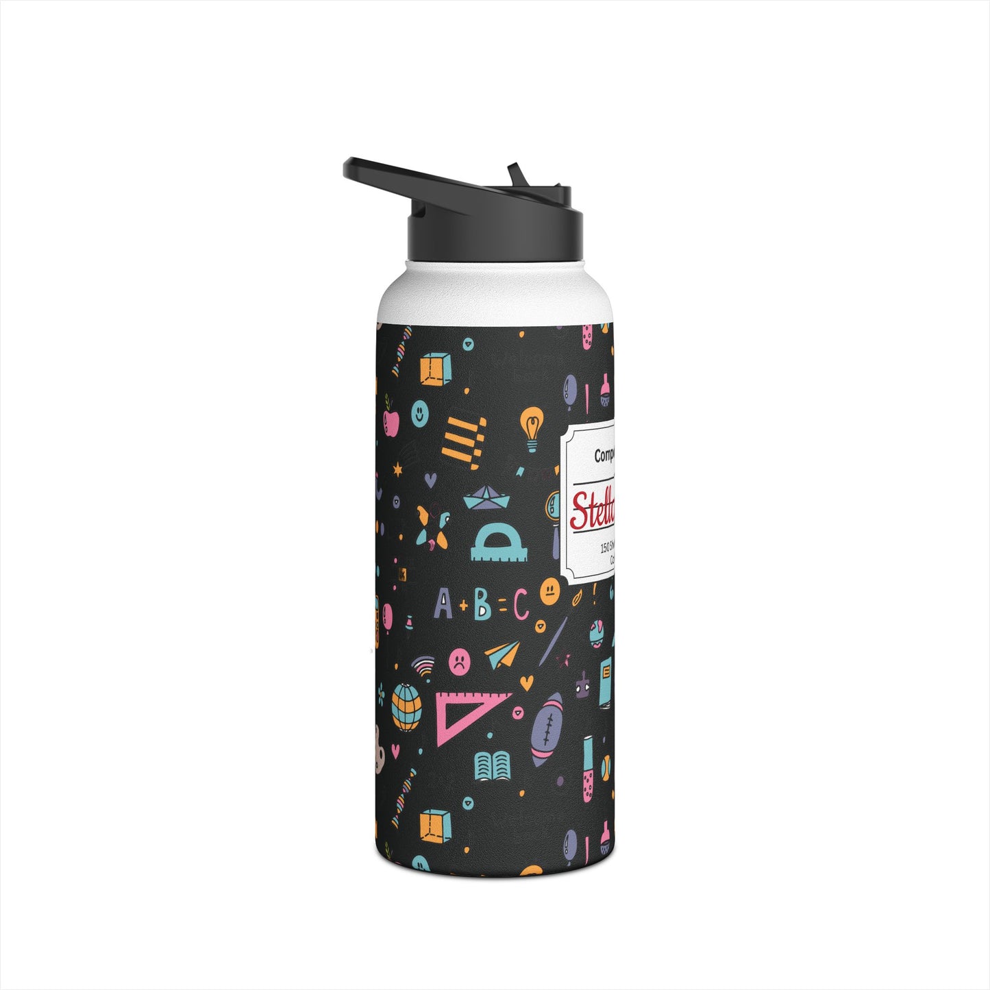 Personalized Chalkboard Chic Inspired Stainless Steel Water Bottle for Kids, School Supplies, Eco-Friendly Drinkware, Back to School, Teacher Gifts