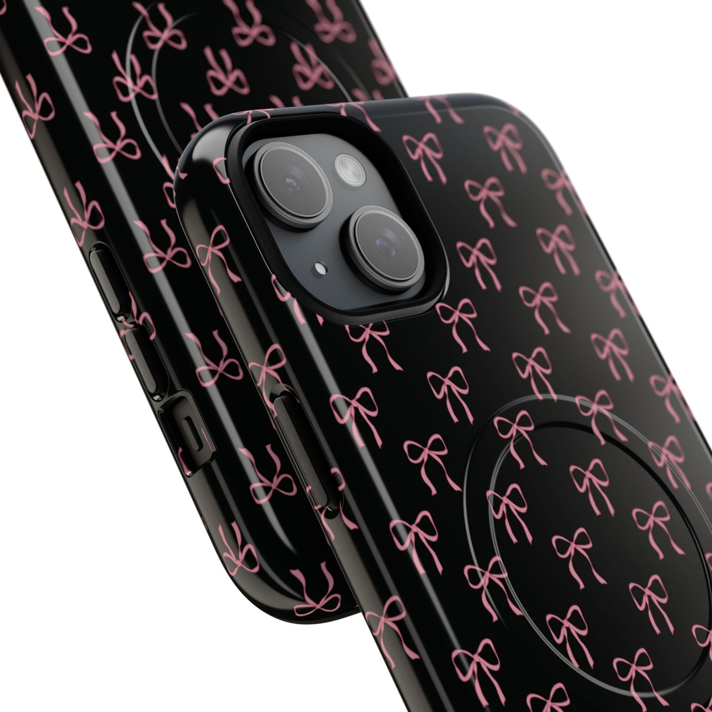 Coquette Chic Bow-Patterned Tough Magnetic iPhone Case, Stylish Gift for Her, Protective iPhone Cover, Trendy Accessory, iPhone Birthday Gift, Fashionable Tech