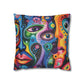 Psychedelic Visions Vibrant Abstract Art Pillowcase - Colorful Decorative Faux Suede Cushion Cover