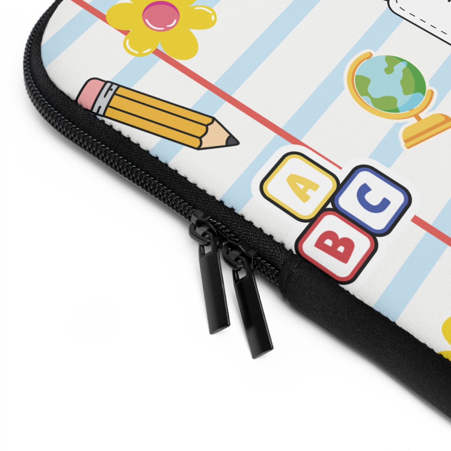 Personalized White SchoolYard Chic Laptop Sleeve with Composition Book Inspired Design, Customizable Tech Case, School Supplies, Gift for Students, College Essentials, Back to School