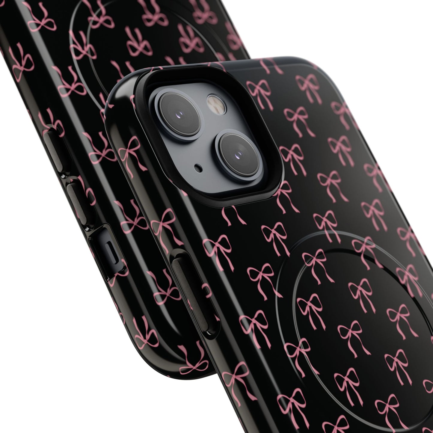 Coquette Chic Bow-Patterned Tough Magnetic iPhone Case, Stylish Gift for Her, Protective iPhone Cover, Trendy Accessory, iPhone Birthday Gift, Fashionable Tech