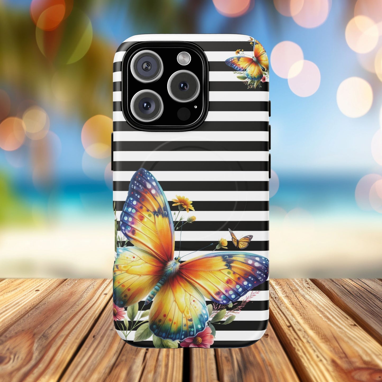 Botanic Flight Tough iPhone Magnetic Cases, Floral iPhone Cover, Stylish Tech Accessory, Gift for Nature Lovers, Butterfly Design, Unique Phone Protector
