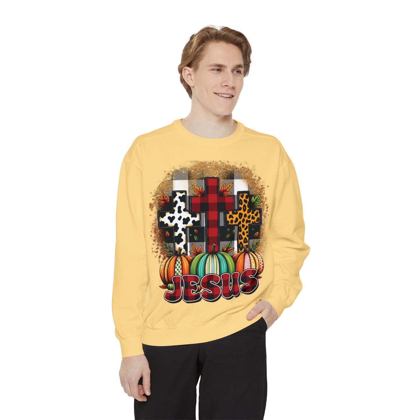 Faithful Harvest Cross Unisex Garment-Dyed Sweatshirt