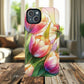 Tulip Glow Tough iPhone Magnetic Case, Floral Design, Spring Gift, Durable Protection, Smartphone Accessories, MagSafe Accessories, Stained Glass Tulip Gift