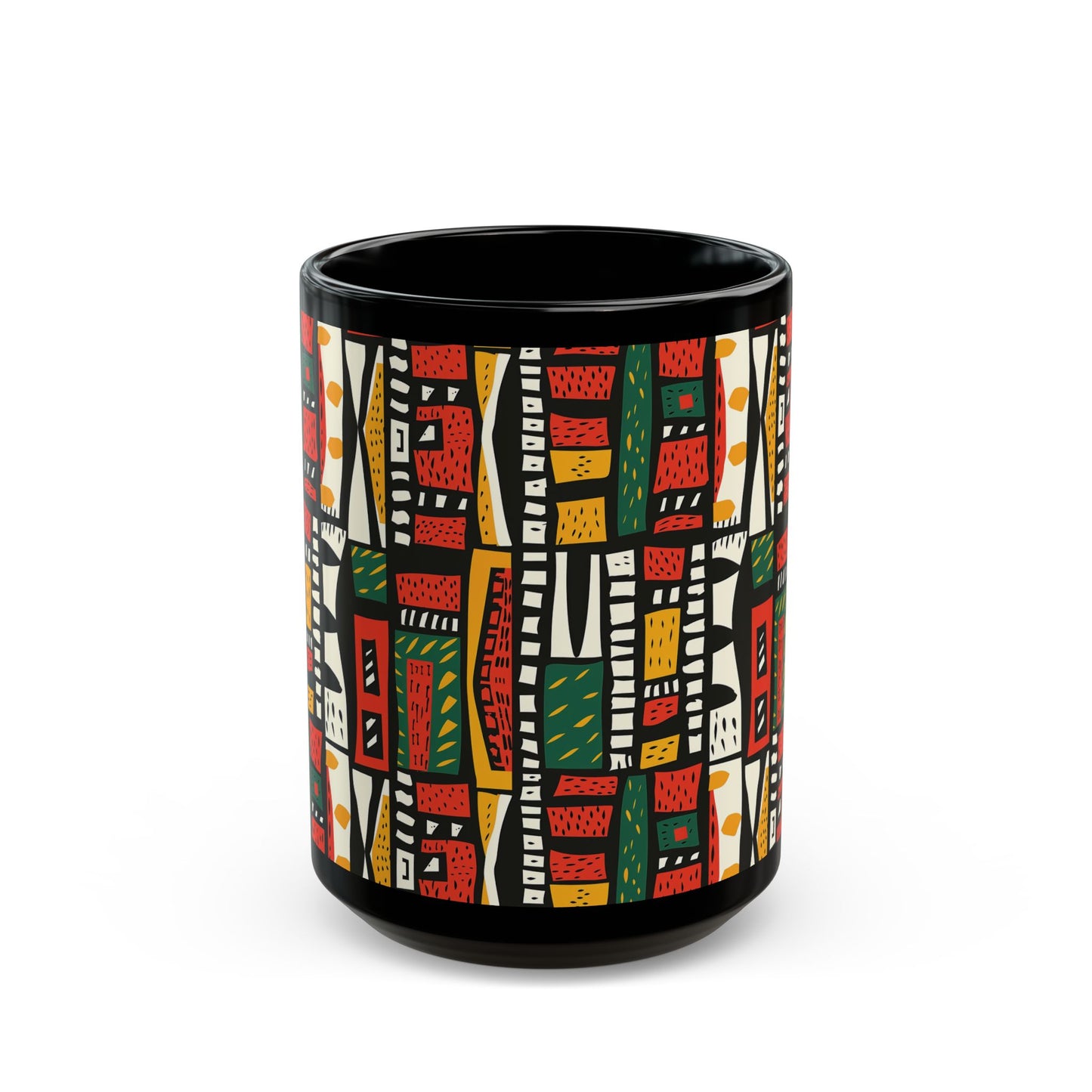 Tribal Harmony Black Mug - Unique Art Design for Home & Gifts