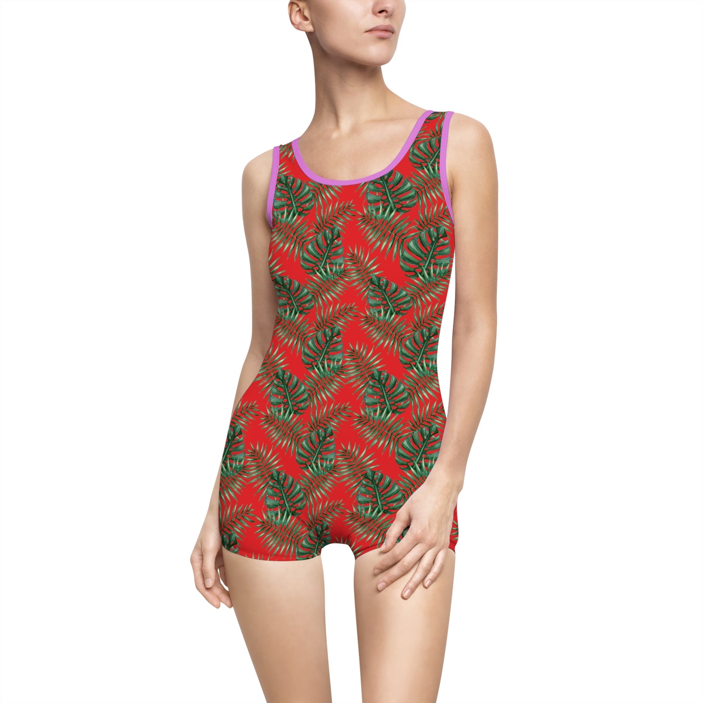 Red Tropical Bliss Women's Vintage Swimsuit (AOP)