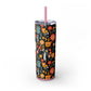 Whimsical Feline Garden Skinny Tumbler with Straw, 20oz