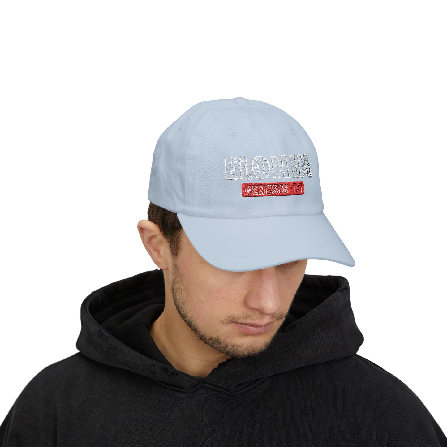 Classic Embroidery Dad Cap with 'ELOHIM, GENESIS 1:1' - Faith-Based Hat, Casual Wear, Gift for Dad, Christian Accessory, Summer Fashion
